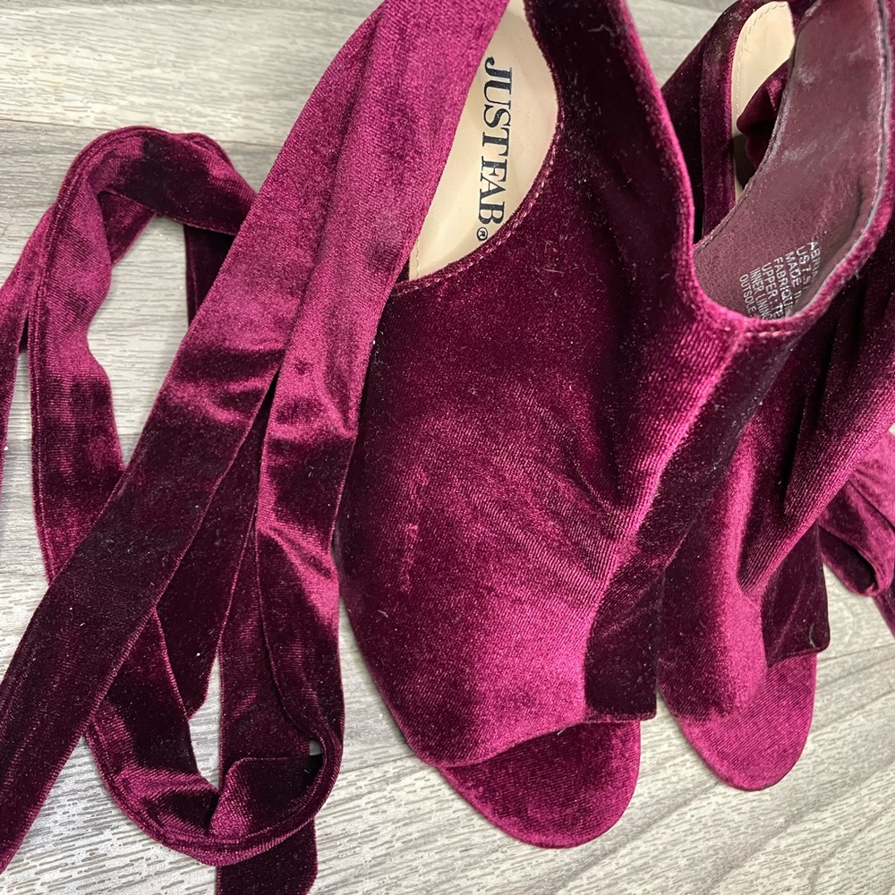 JustFab Abriana Velvet Wrap Heels - Picture 3 of 8